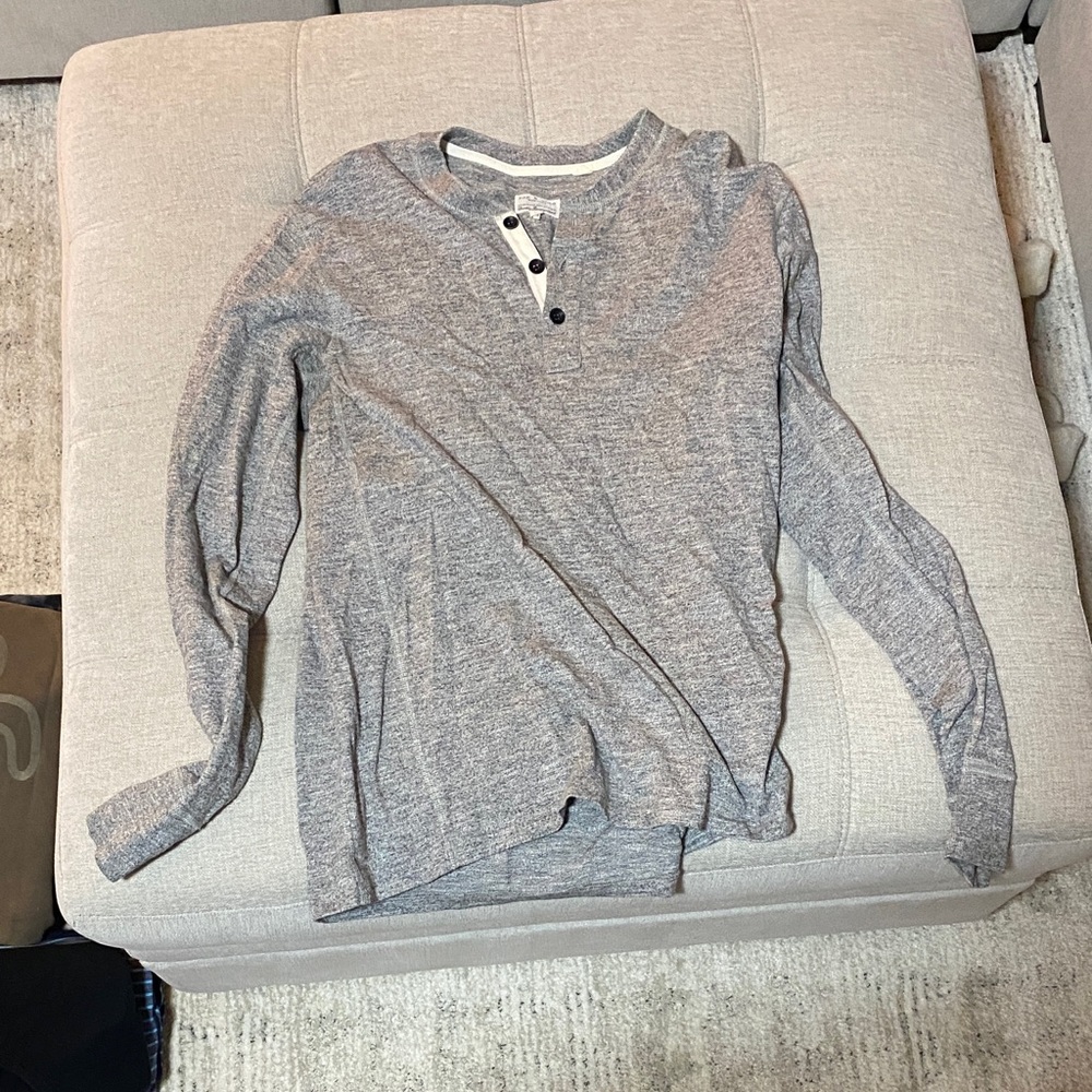 rag & bone Gray Long Sleeve Henley Shirt
